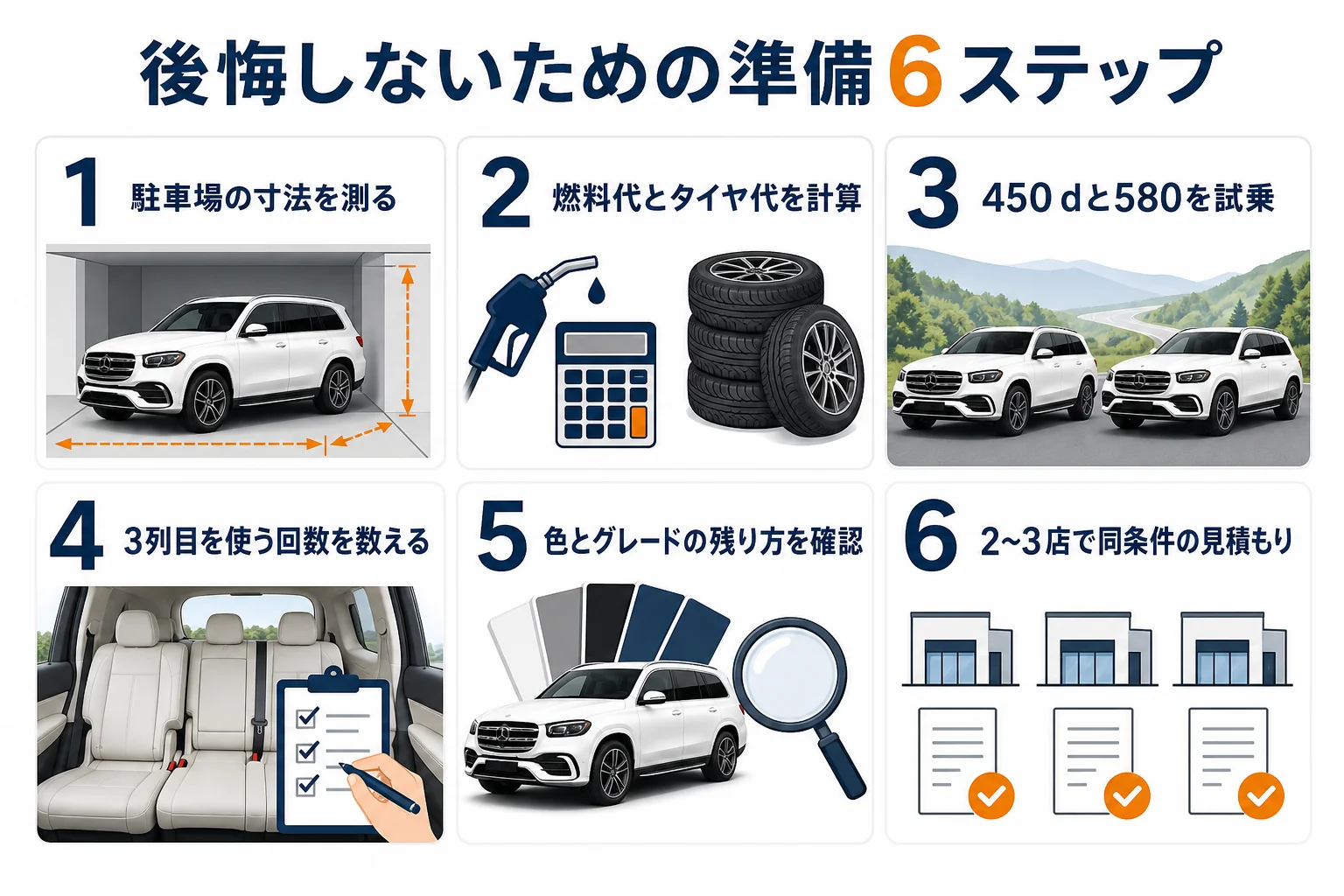 ベンツGLSを買う前にやっておきたい6つの準備の図解